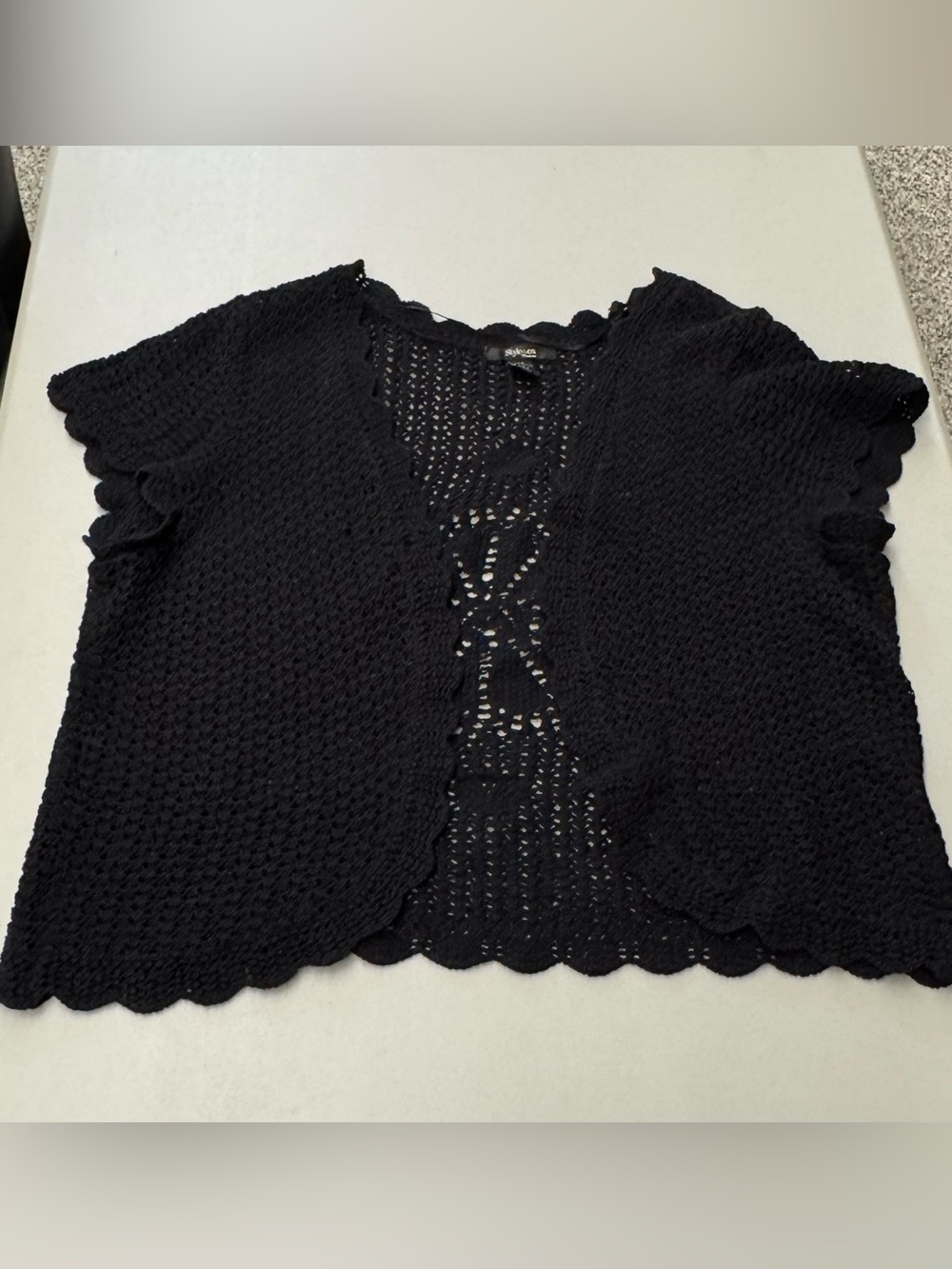 Style & Co. Black Open Crochet Knit Cardigan